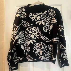 Black cream floral sweater